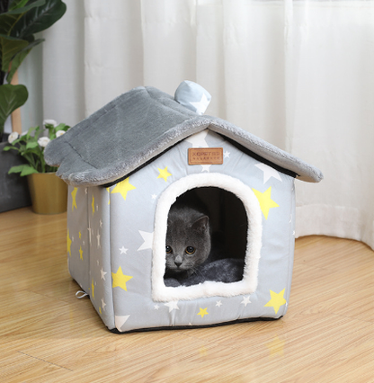 Cozy Enclosed Dog Kennel House — Indoor Pet Bed Cave for Small & Medium Dogs