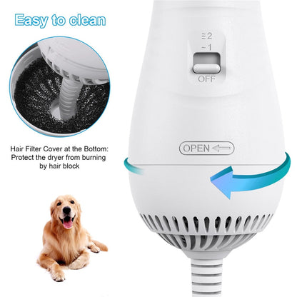 2-in-1 Portable Dog Hair Dryer & Grooming Brush — Quiet, Fast-Drying Pet Blow Dryer