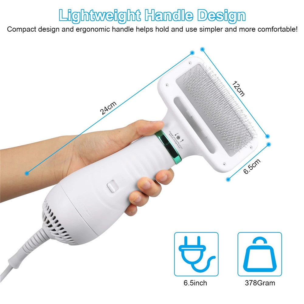 2-in-1 Portable Dog Hair Dryer & Grooming Brush — Quiet, Fast-Drying Pet Blow Dryer