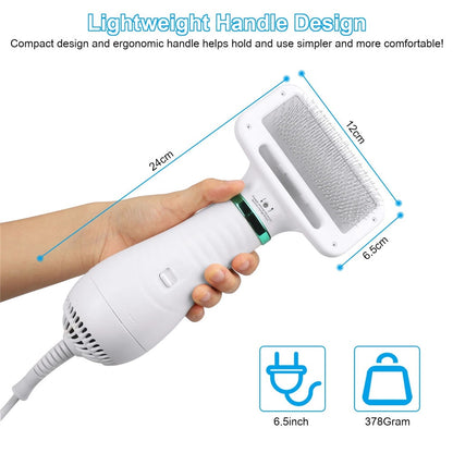 2-in-1 Portable Dog Hair Dryer & Grooming Brush — Quiet, Fast-Drying Pet Blow Dryer