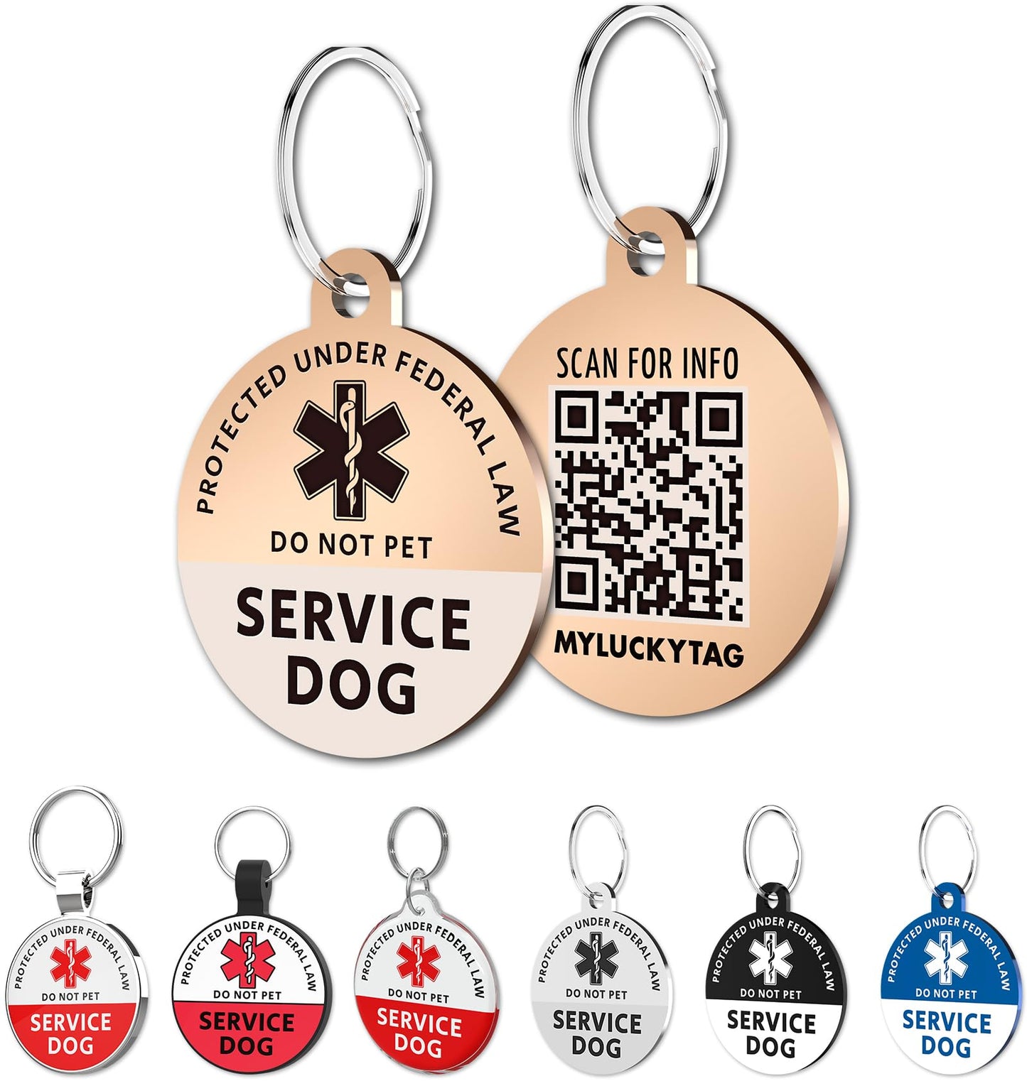 MYLUCKYTAG QR Code Service Dog Tag — Stainless Steel Smart ID Tag